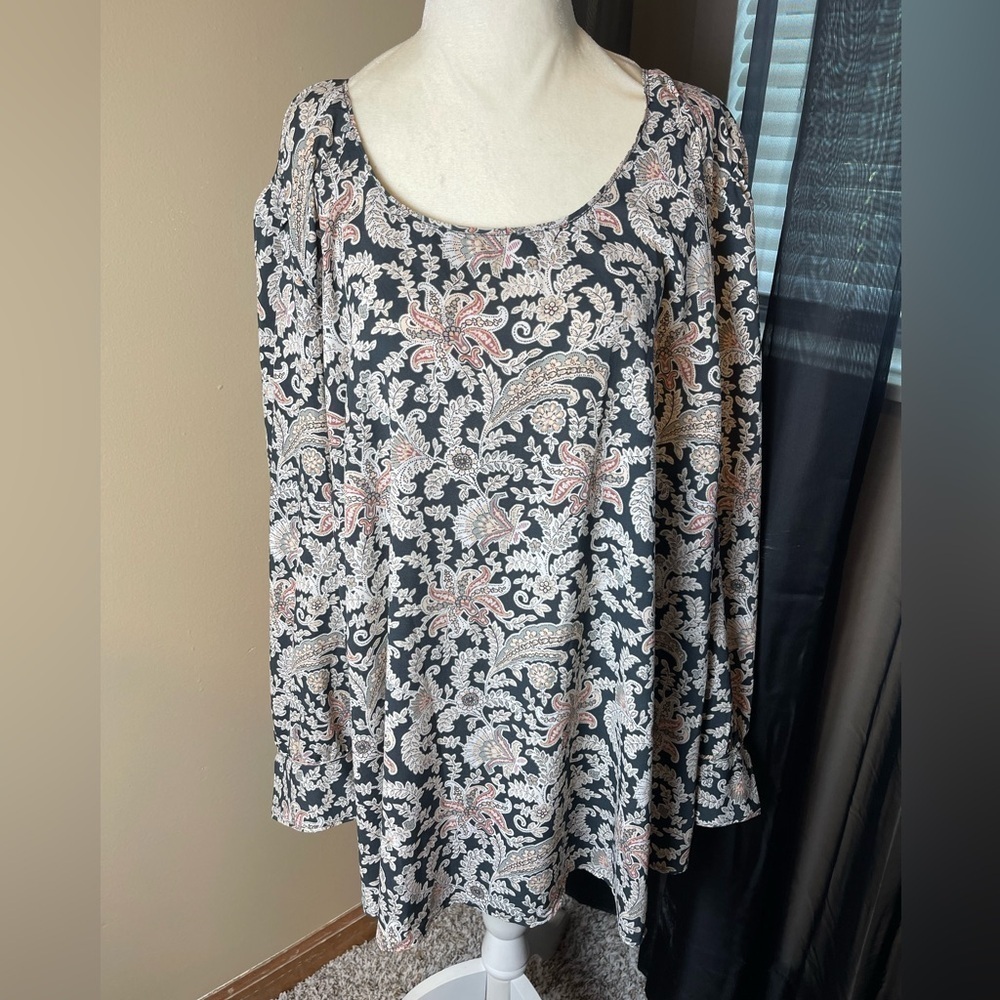 LOFT Paisley Print Long Sleeve Blouse Plus Size 26